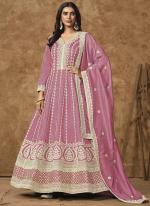 Dola Silk Pink Wedding Wear Embroidery Work Anarkali Suit